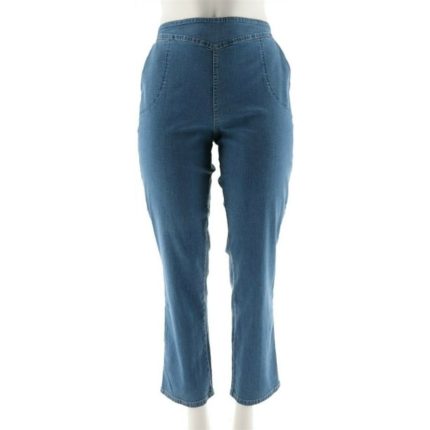 Denim /& Co Pull-On Front V-Yoke Pants Pockets Khaki XL NEW A228213